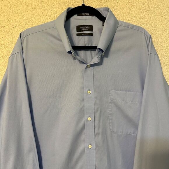 Nordstrom Men's Shop Classic Button Down Blue Size 18/35 Classic Fit - Picture 3 of 10